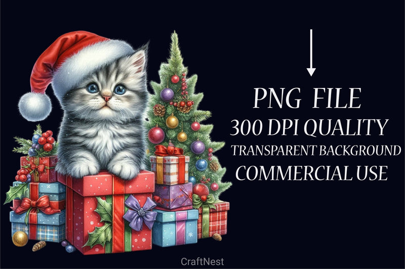 Christmas Kitten Clipart Bundle - CraftNest - Digital Crafting and Art