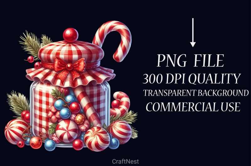 Christmas Candy Jar Clipart Bundle - CraftNest - Digital Crafting and Art