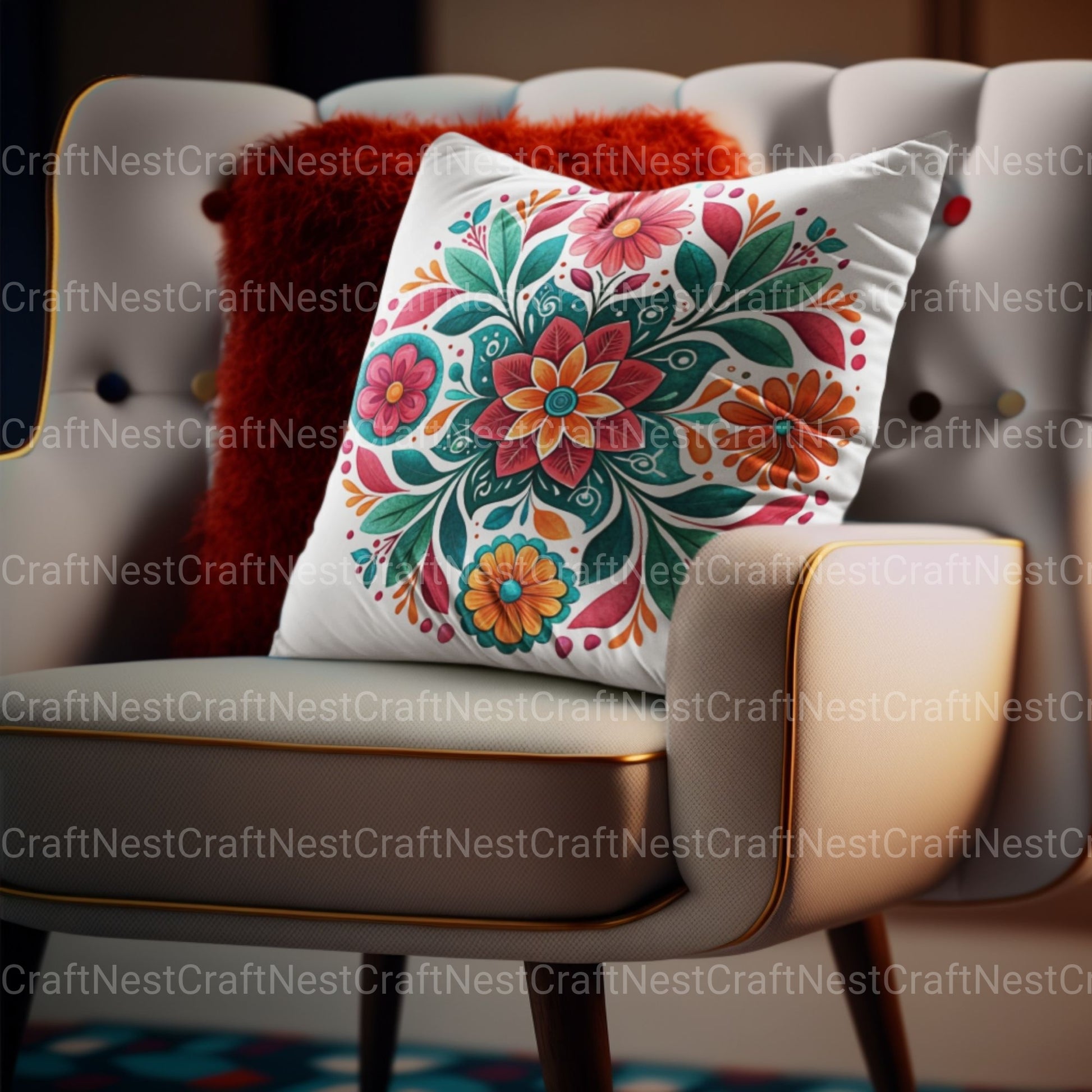 Mexican Flowers Circular Clipart Bundle - CraftNest - Digital Crafting and Art