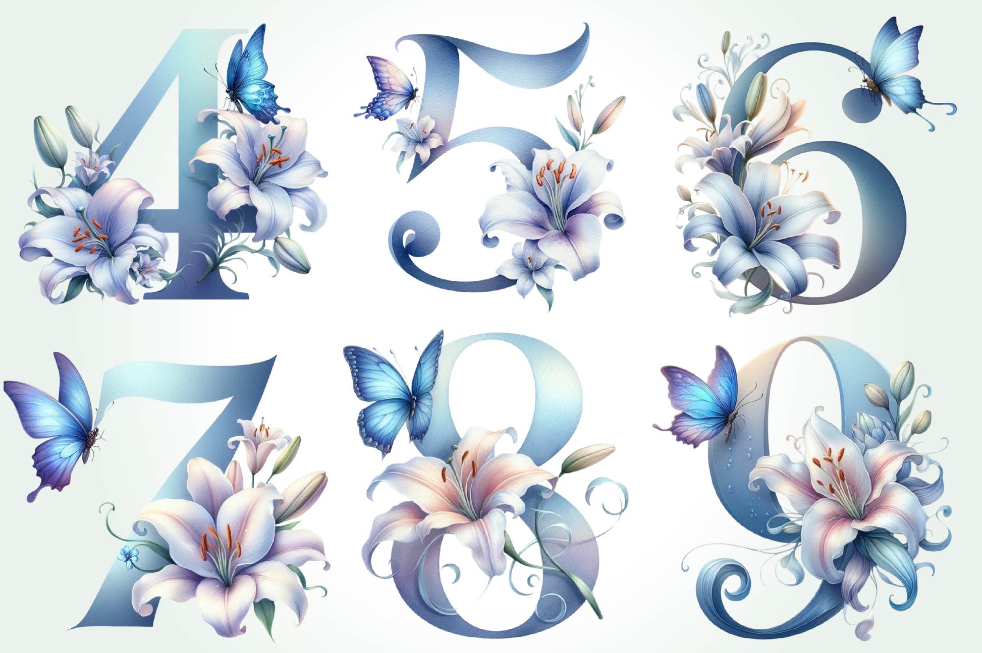 Blue Floral Monogram Alphabet Clipart Bundle - CraftNest - Digital Crafting and Art