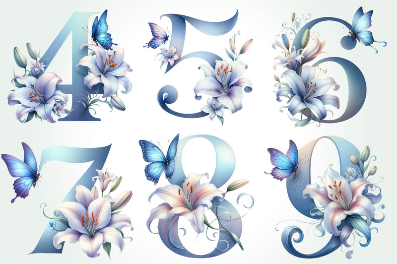 Blue Floral Monogram Alphabet Clipart Bundle - CraftNest - Digital Crafting and Art