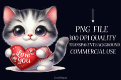 Love You Cat Valentine's Clipart Bundle 5 - CraftNest - Digital Crafting and Art