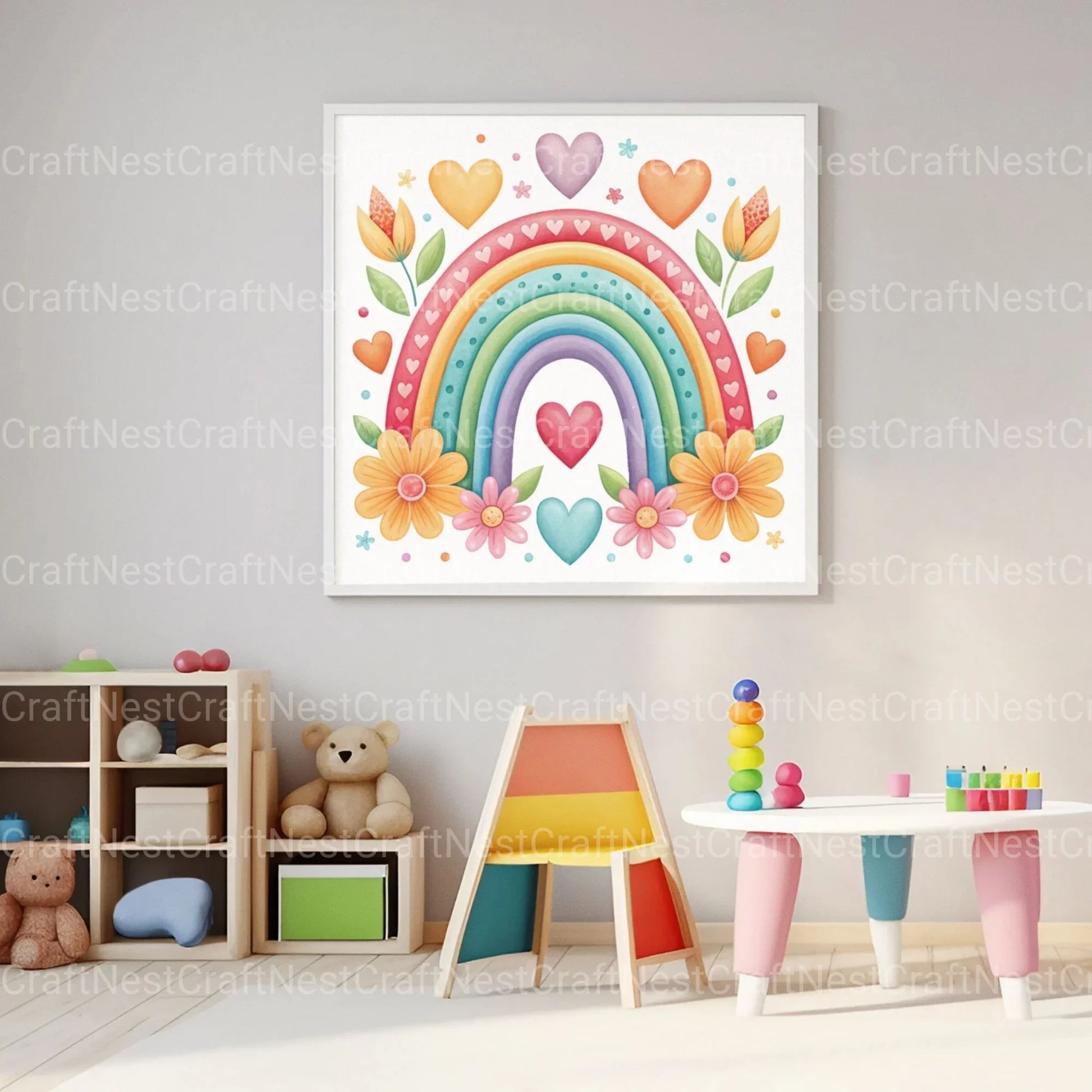 Rainbows Hearts Flowers Clipart Bundle - CraftNest - Digital Crafting and Art