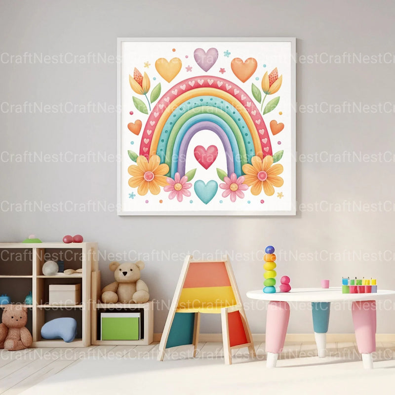 Rainbows Hearts Flowers Clipart Bundle - CraftNest - Digital Crafting and Art