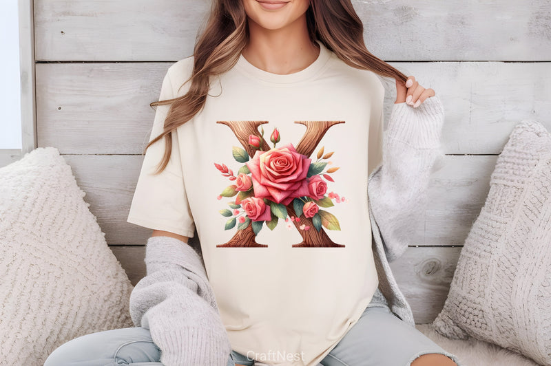 Wood Alphabet Rose Clipart Bundle 1 - CraftNest - Digital Crafting and Art