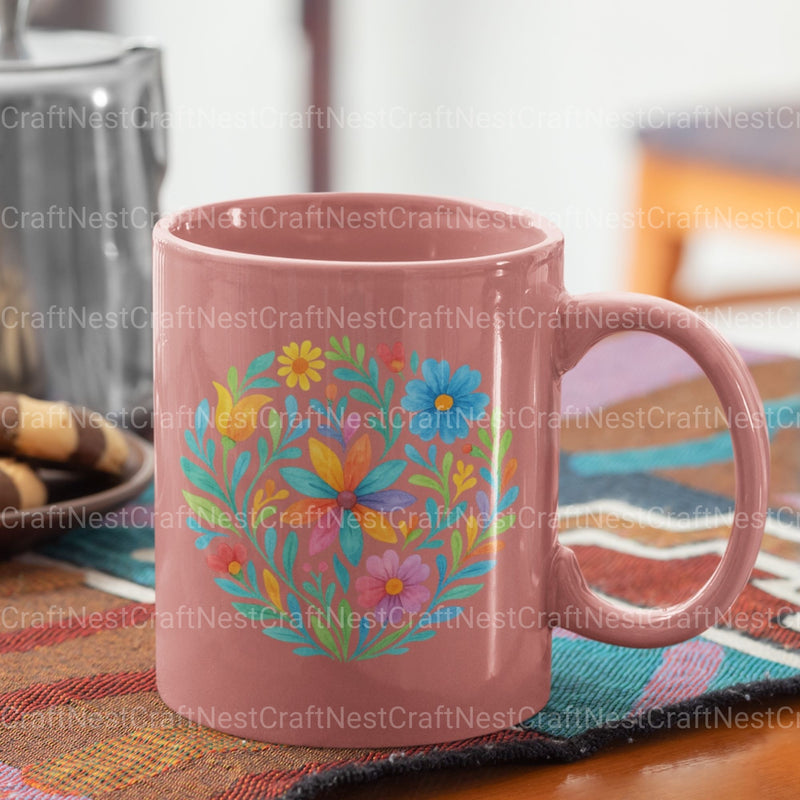 Mexican Flowers Circle Clipart Bundle - CraftNest - Digital Crafting and Art