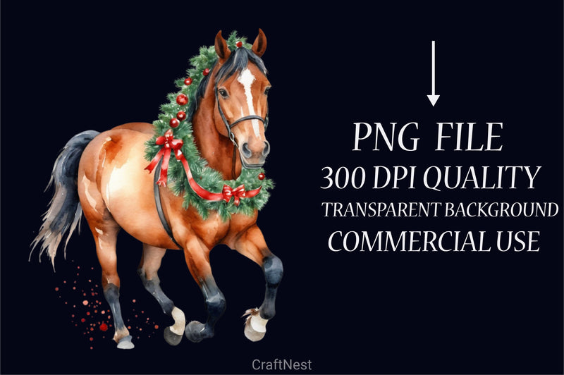Christmas Horse Clipart Bundle - CraftNest - Digital Crafting and Art