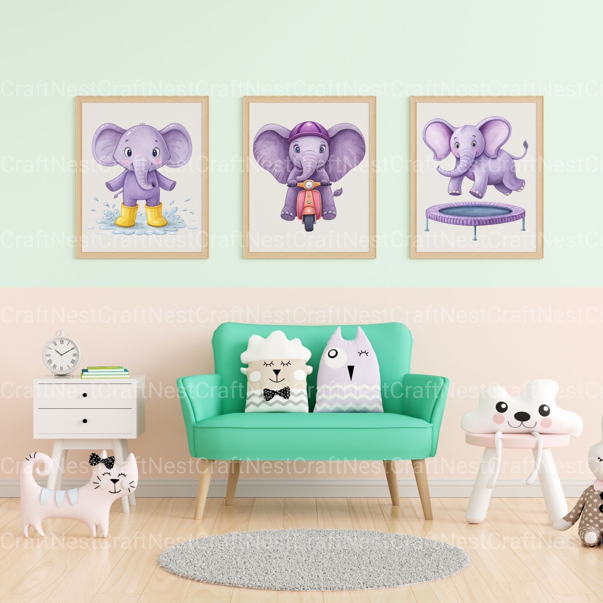 Purple Elephants Clipart Bundle - CraftNest - Digital Crafting and Art