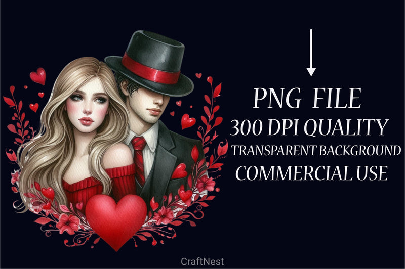 Valentine Romantic Couple Clipart Bundle 8 - CraftNest - Digital Crafting and Art