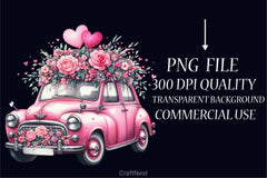 Valentine's Day Car Clipart Bundle - CraftNest - Digital Crafting and Art