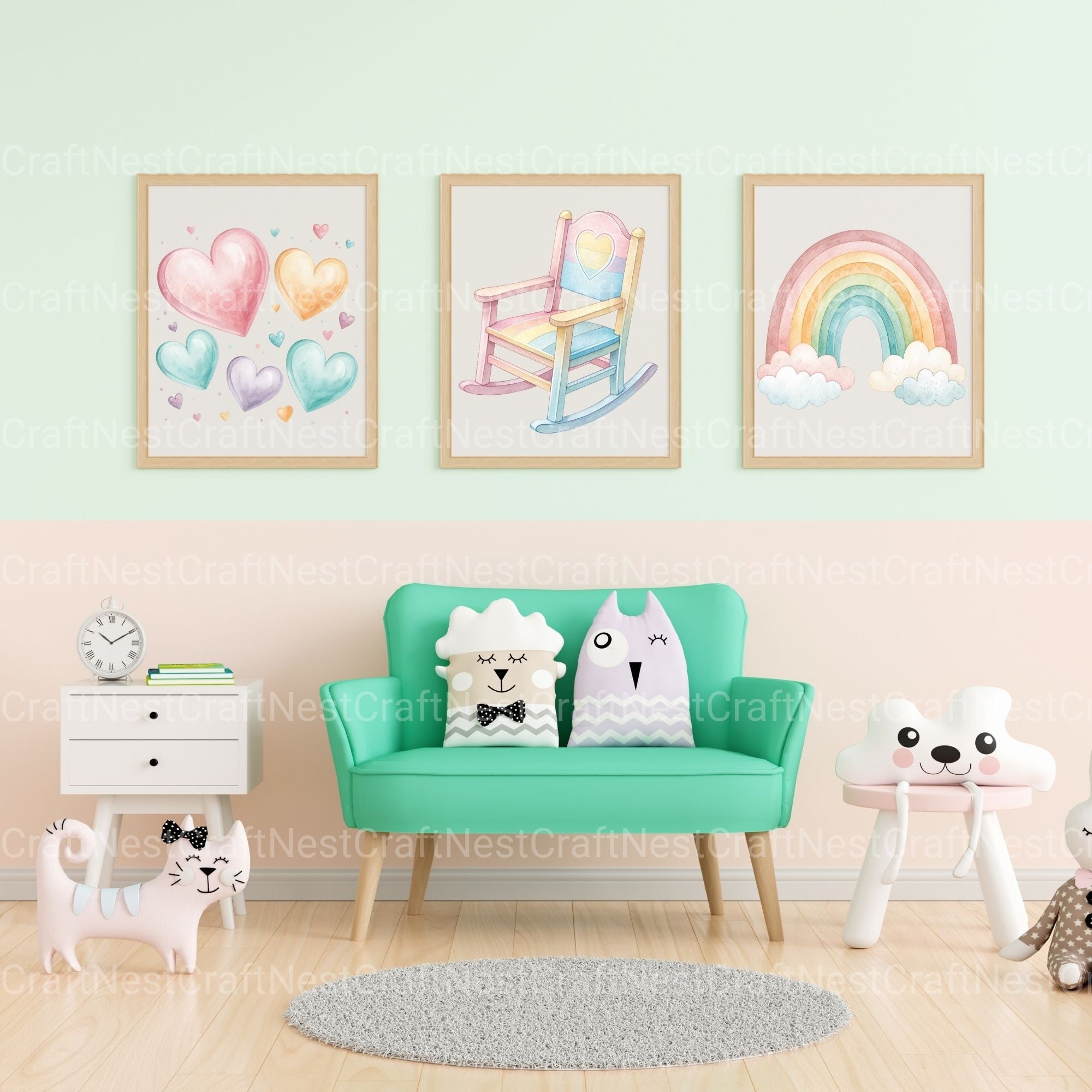 Pastel Nursery Decor Clipart Bundle - CraftNest - Digital Crafting and Art