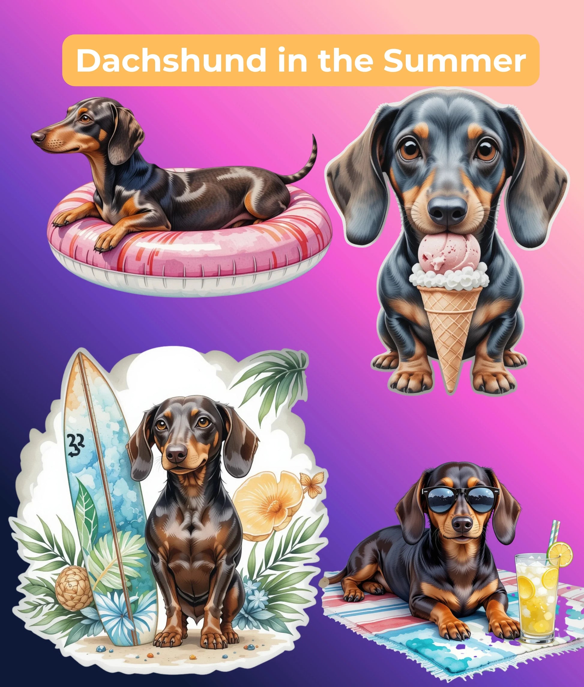 Dachshund Through the Seasons Clipart Bundle - CraftNest - Digital Crafting and Art