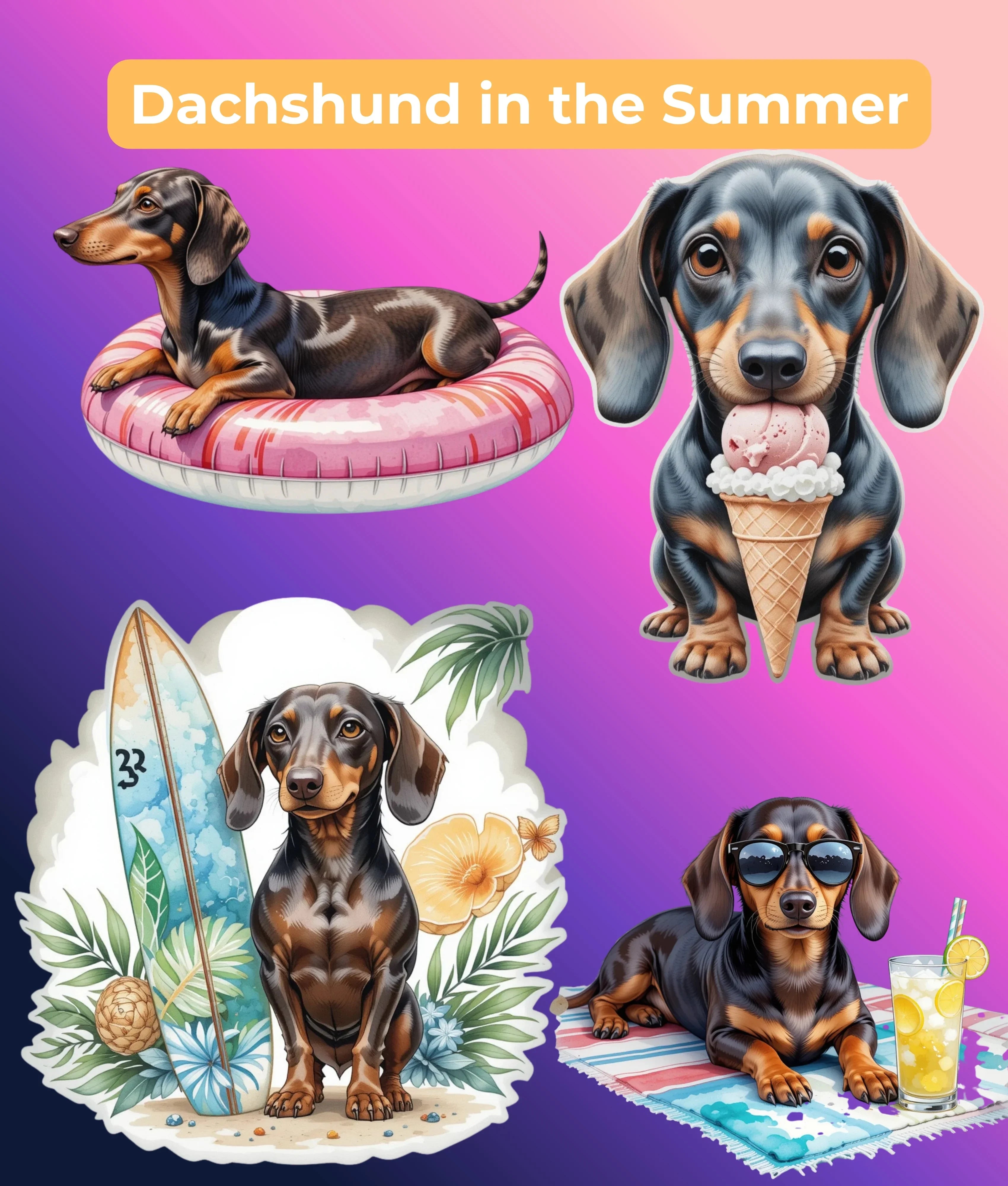 Dachshund Through the Seasons Clipart Bundle - CraftNest - Digital Crafting and Art