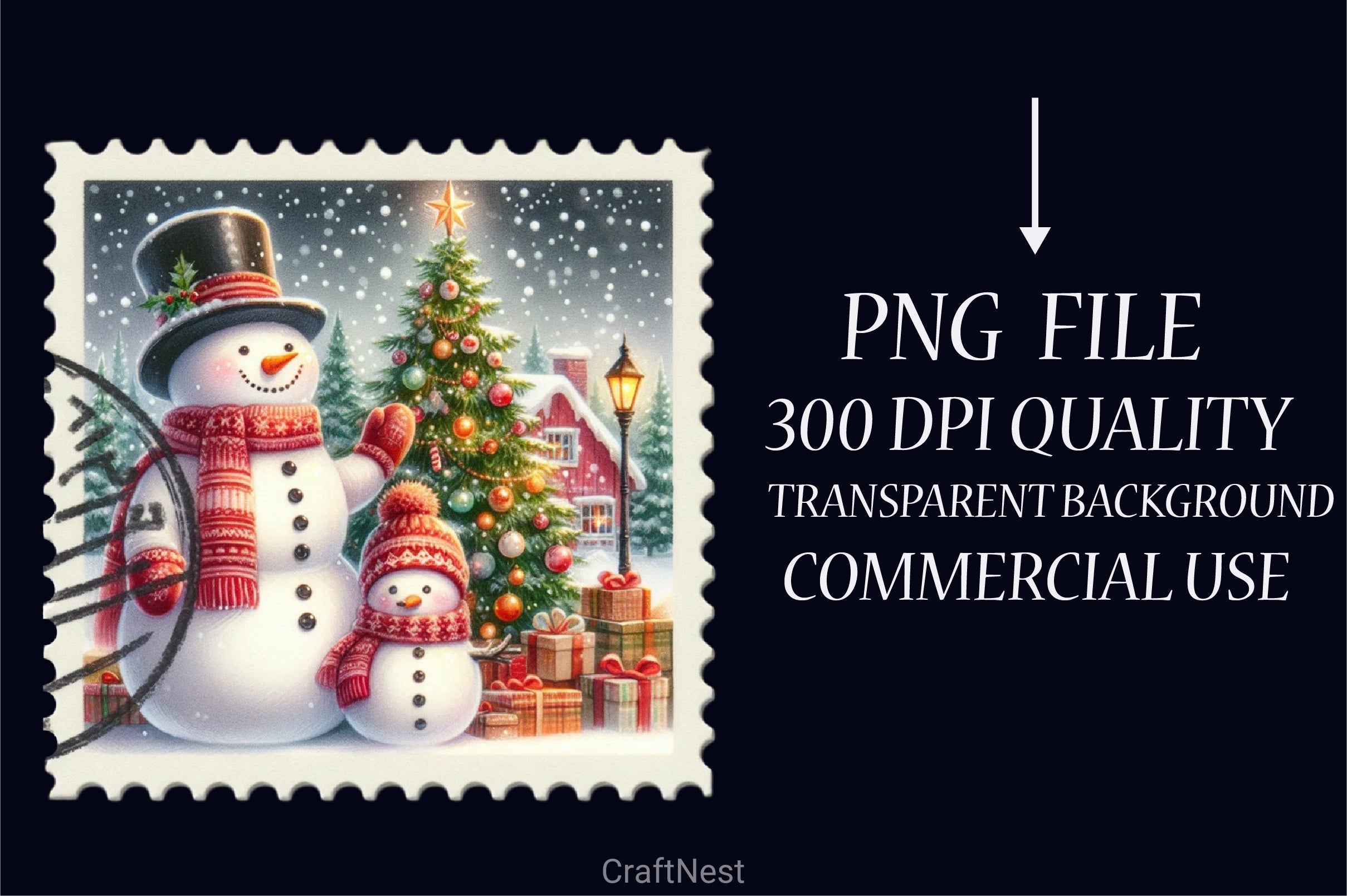 Christmas Snowman Stamp Clipart Bundle - CraftNest - Digital Crafting and Art