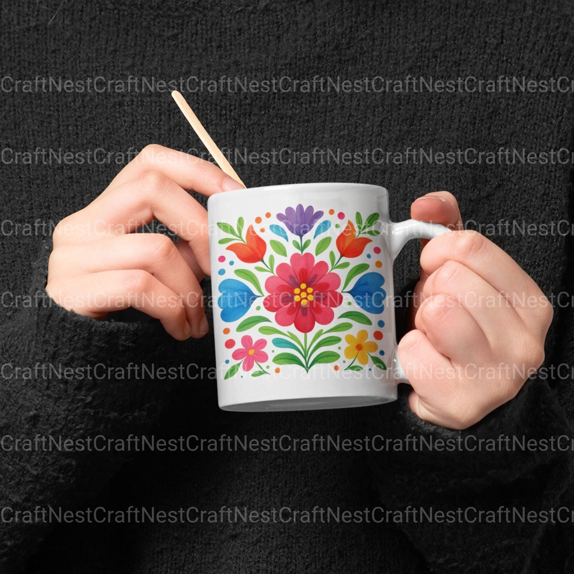 Mexican Flowers Square Clipart Bundle - CraftNest - Digital Crafting and Art