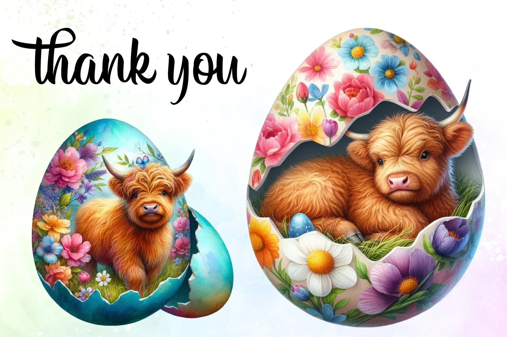 Easter Highland Cow Clipart Bundle 10 - CraftNest - Digital Crafting and Art