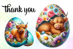 Easter Highland Cow Clipart Bundle 10 - CraftNest - Digital Crafting and Art