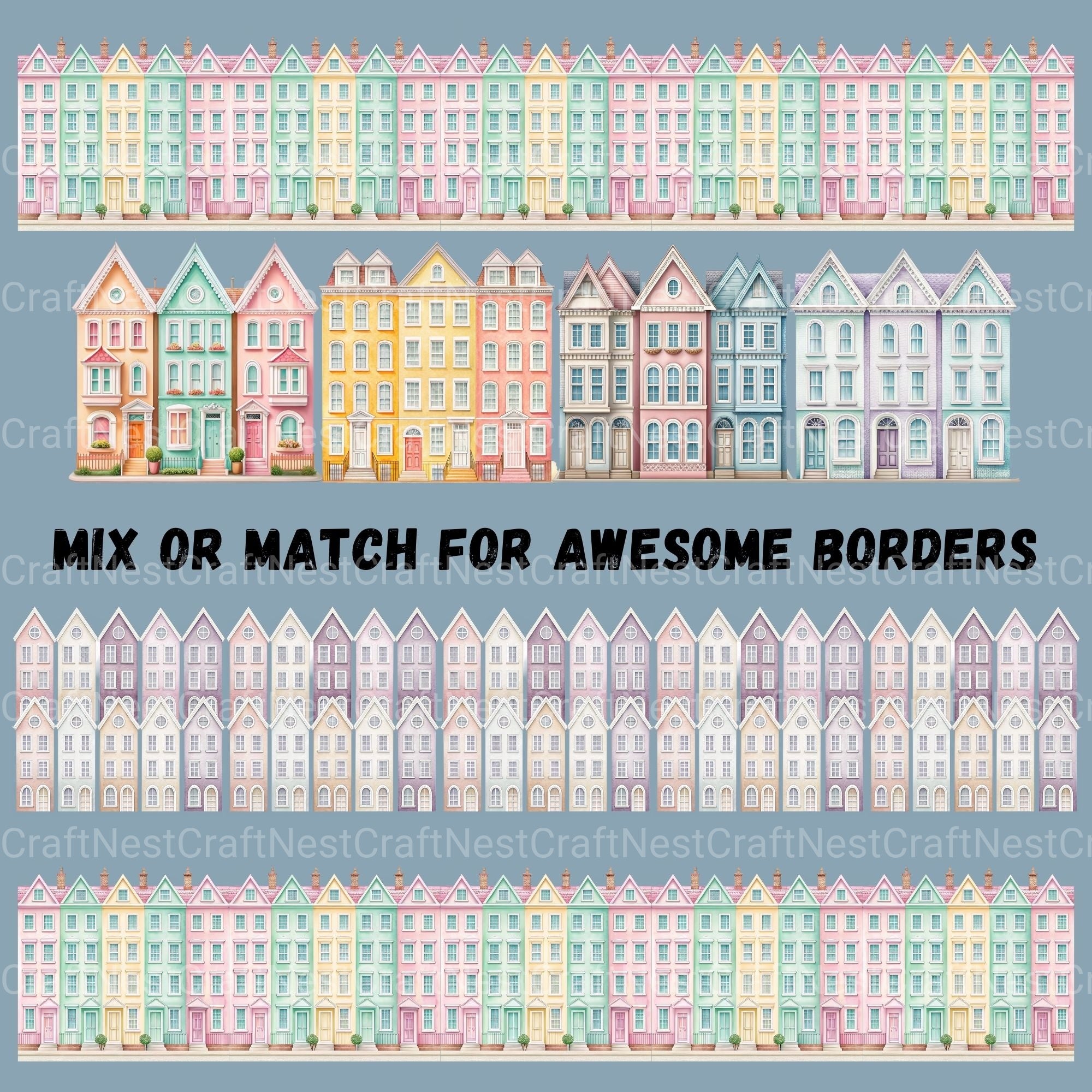 Row House Borders Clipart Bundle - CraftNest - Digital Crafting and Art