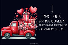 Valentine Red Trucks Clipart Bundle - CraftNest - Digital Crafting and Art