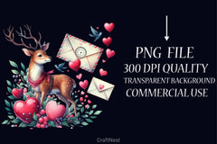 Valentine's Day Deer Clipart Bundle - CraftNest - Digital Crafting and Art