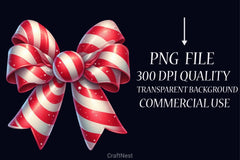 Candy Cane Bow Clipart Bundle - CraftNest - Digital Crafting and Art