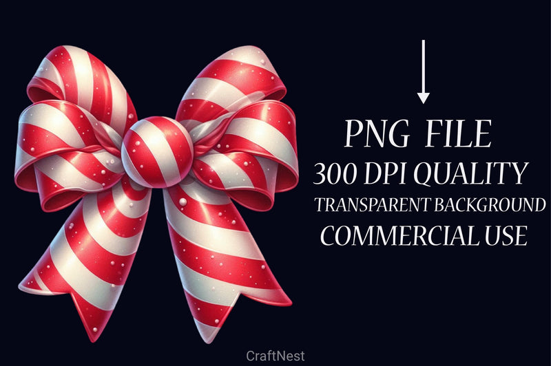 Candy Cane Bow Clipart Bundle - CraftNest - Digital Crafting and Art
