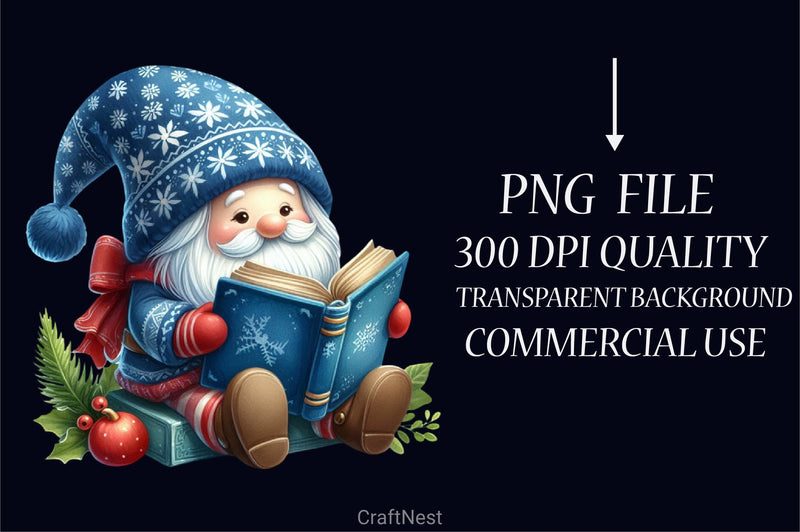 Blue Christmas Gnomes Clipart Bundle - CraftNest - Digital Crafting and Art