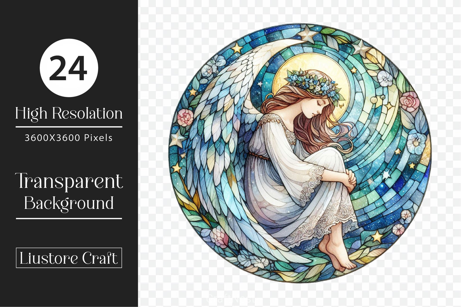 Stained Glass Angel Fairy Clipart Bundle - CraftNest - Digital Crafting and Art