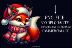 Christmas Fox Clipart Bundle - CraftNest - Digital Crafting and Art