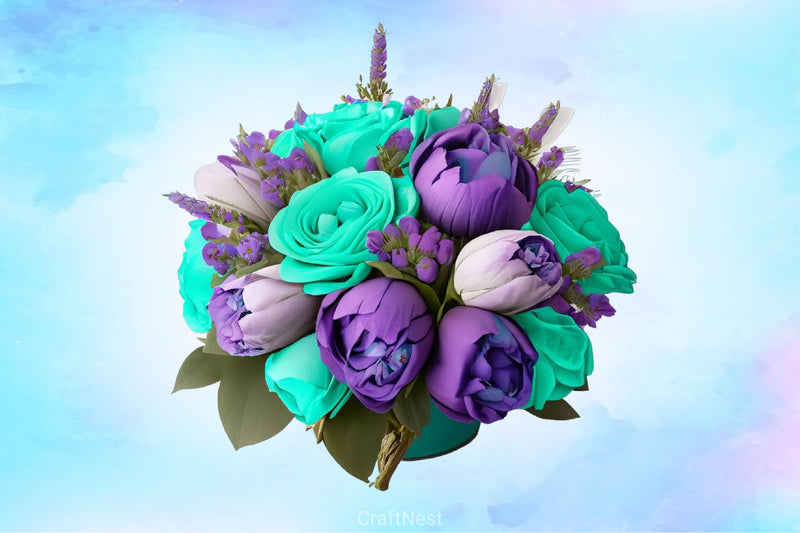 Purple And Turquoise Bouquets Clipart Bundle - CraftNest - Digital Crafting and Art