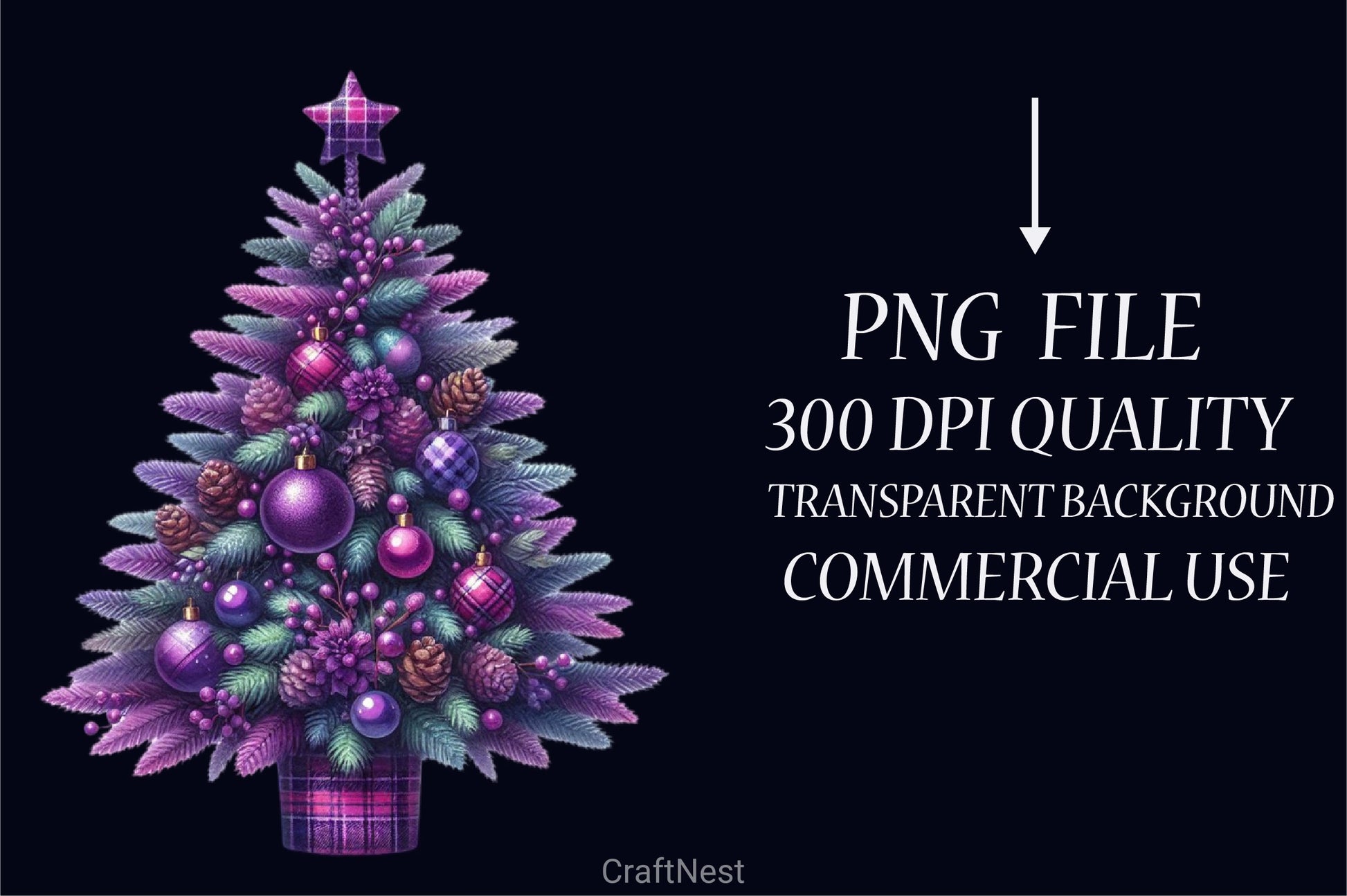 Purple Plaid Christmas Clipart Bundle - CraftNest - Digital Crafting and Art