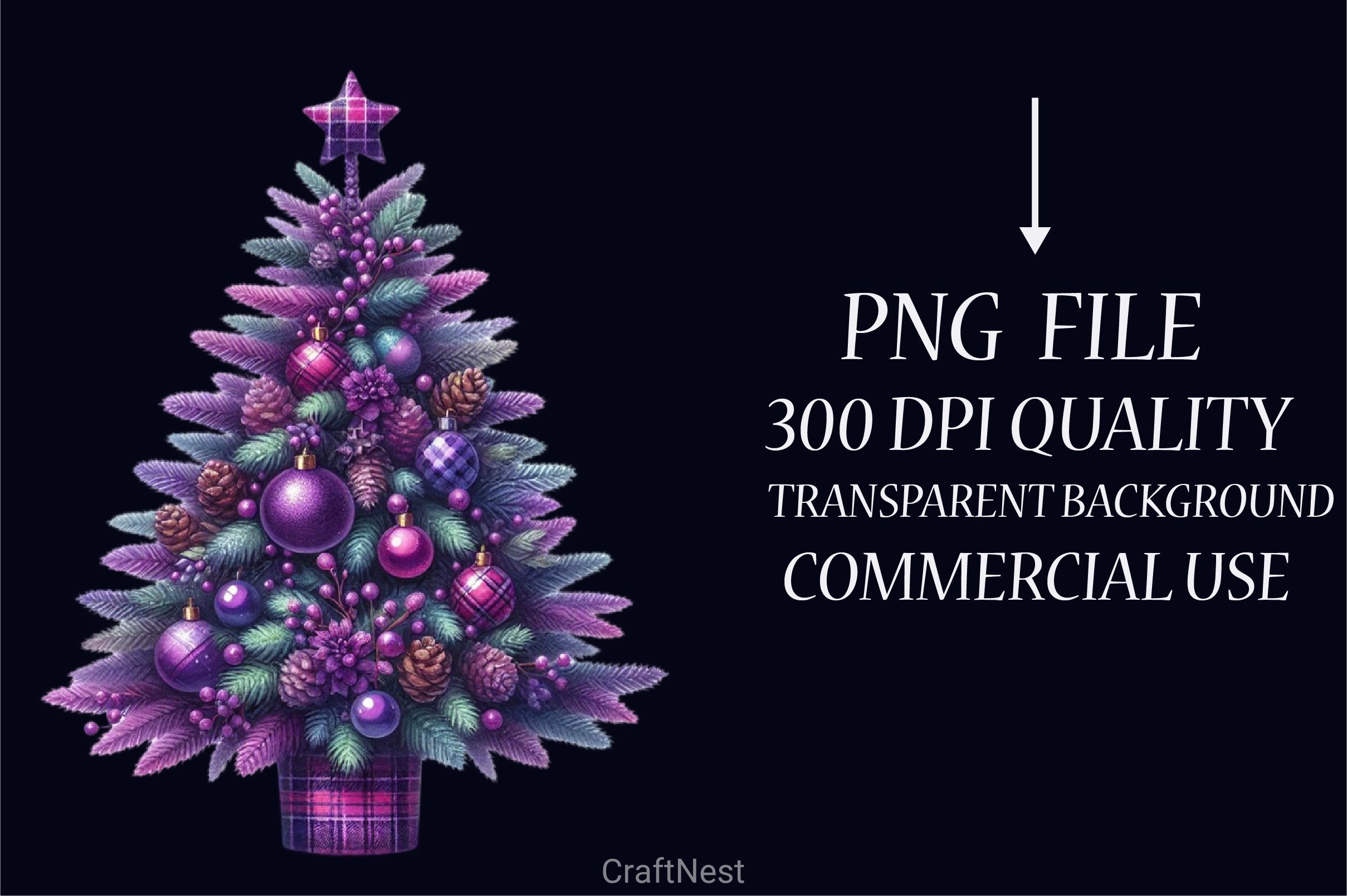 Purple Plaid Christmas Clipart Bundle - CraftNest - Digital Crafting and Art