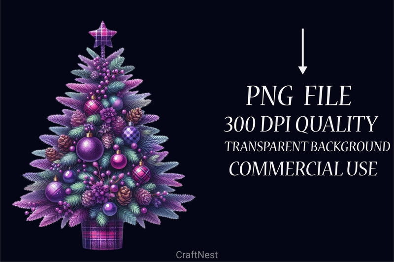 Purple Plaid Christmas Clipart Bundle - CraftNest - Digital Crafting and Art