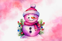 Cute Pink Color Snowman Christmas Clipart Bundle - CraftNest - Digital Crafting and Art