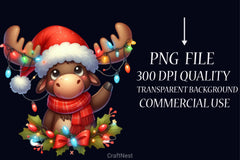 Christmas Moose Clipart Bundle - CraftNest - Digital Crafting and Art