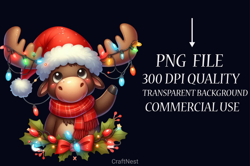 Christmas Moose Clipart Bundle - CraftNest - Digital Crafting and Art