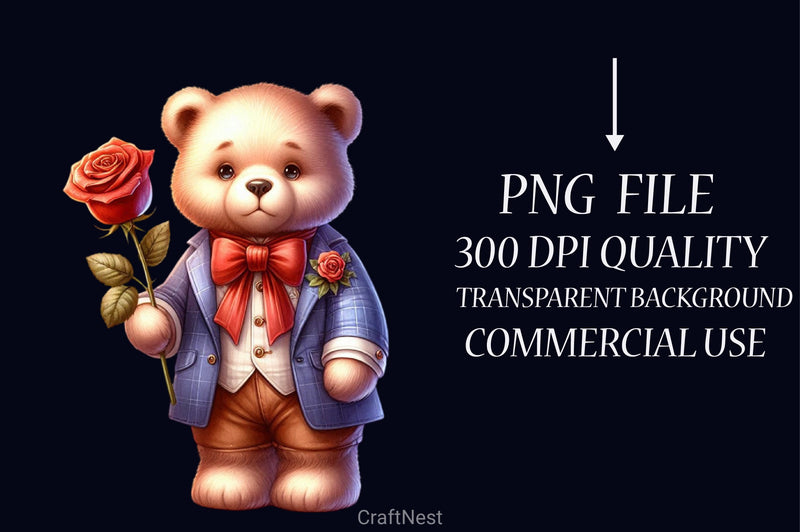 Valentine's Day Teddy Bear Clipart Bundle - CraftNest - Digital Crafting and Art