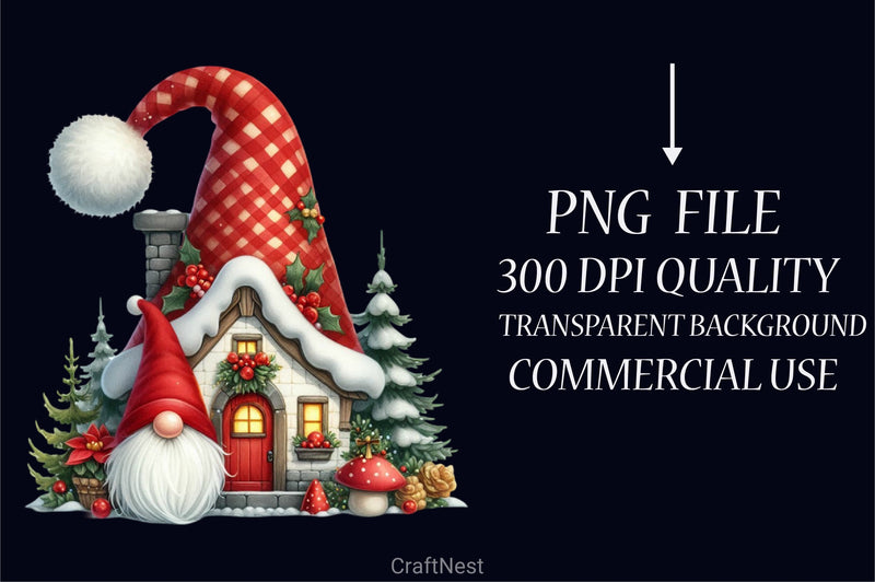 Christmas Gnome House Clipart Bundle - CraftNest - Digital Crafting and Art