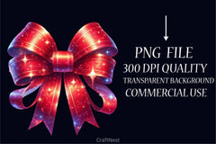 Christmas Red Coquette Bow Clipart Bundle - CraftNest - Digital Crafting and Art