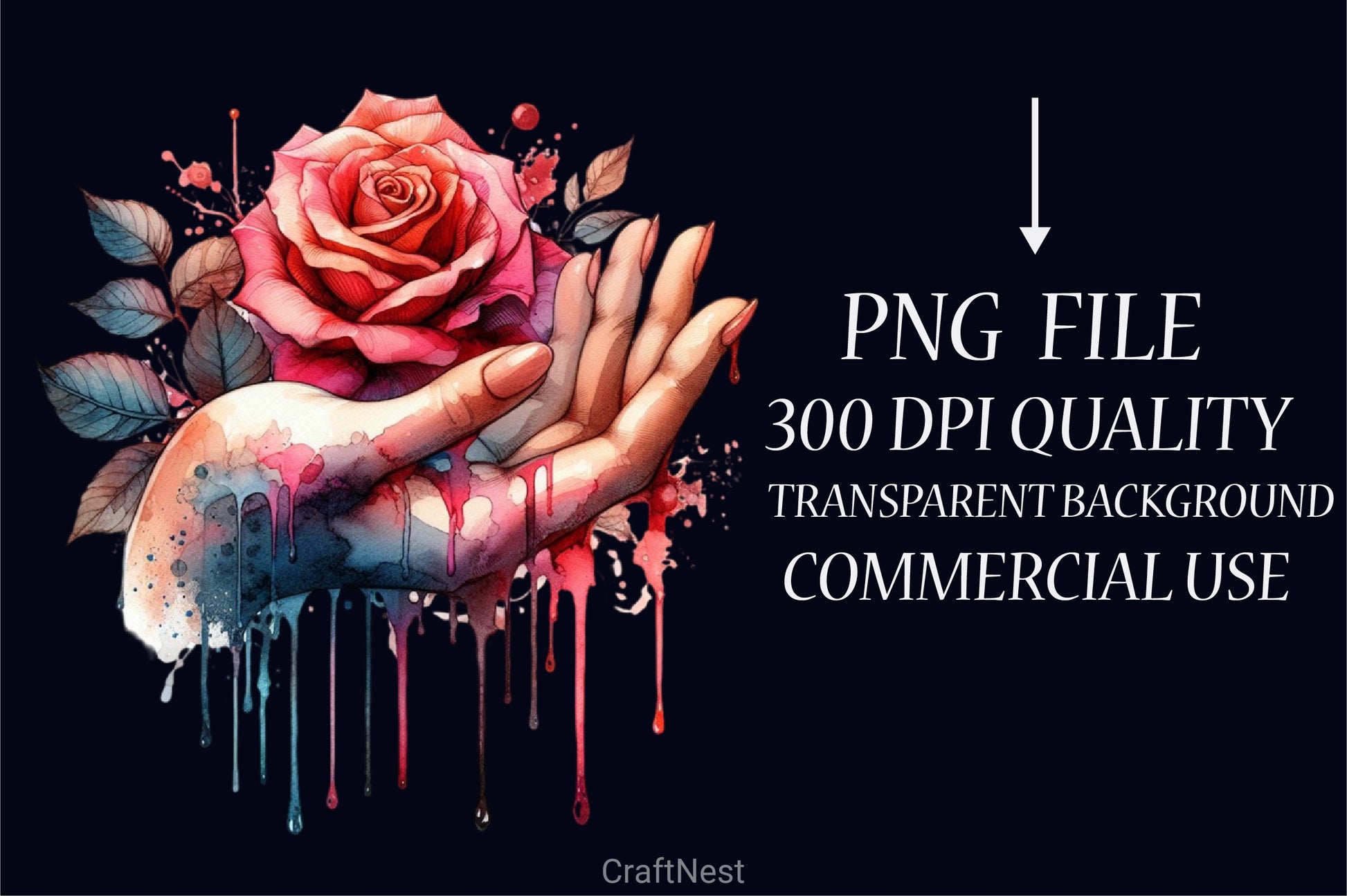 Dripping Rose Clipart Bundle - CraftNest - Digital Crafting and Art