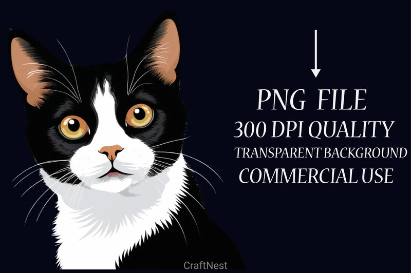 Cute Black & White Cat Clipart Bundle - CraftNest - Digital Crafting and Art