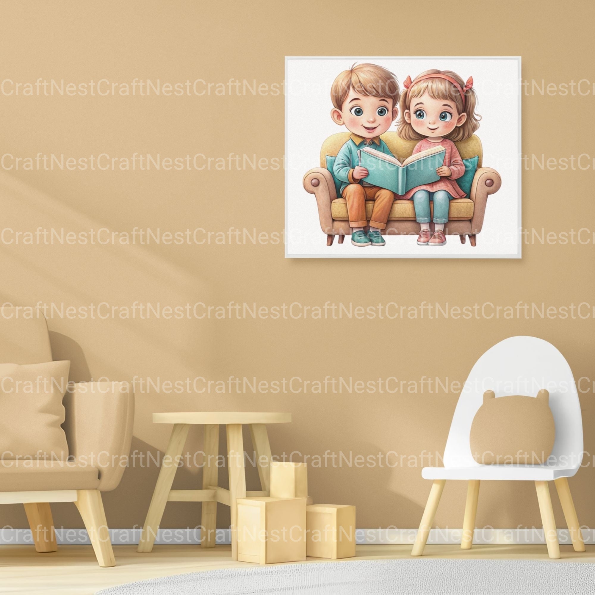 Children Reading Clipart Bundle 1 - CraftNest - Digital Crafting and Art