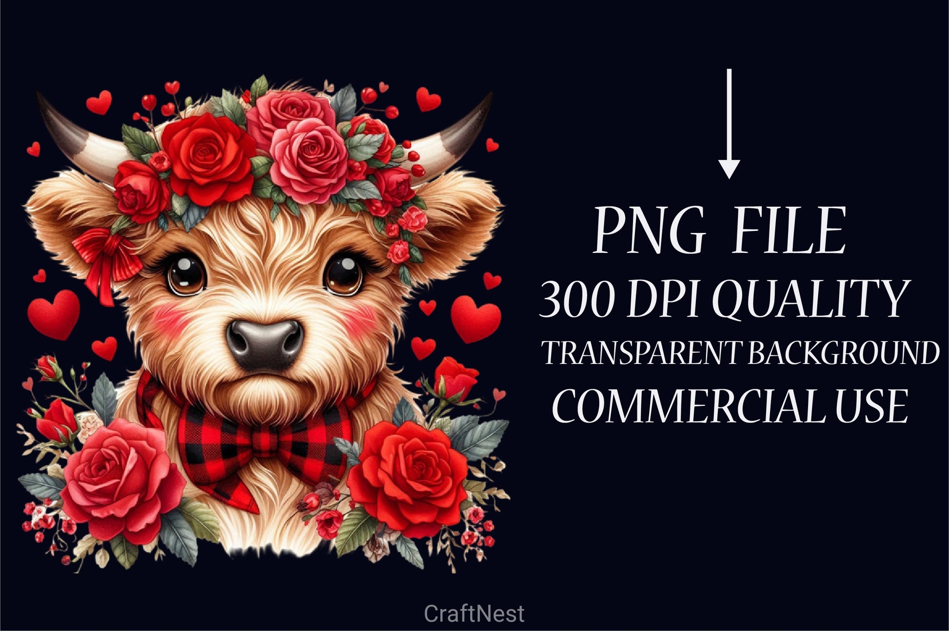 Valentine's Day Highland Cows Clipart Bundle - CraftNest - Digital Crafting and Art