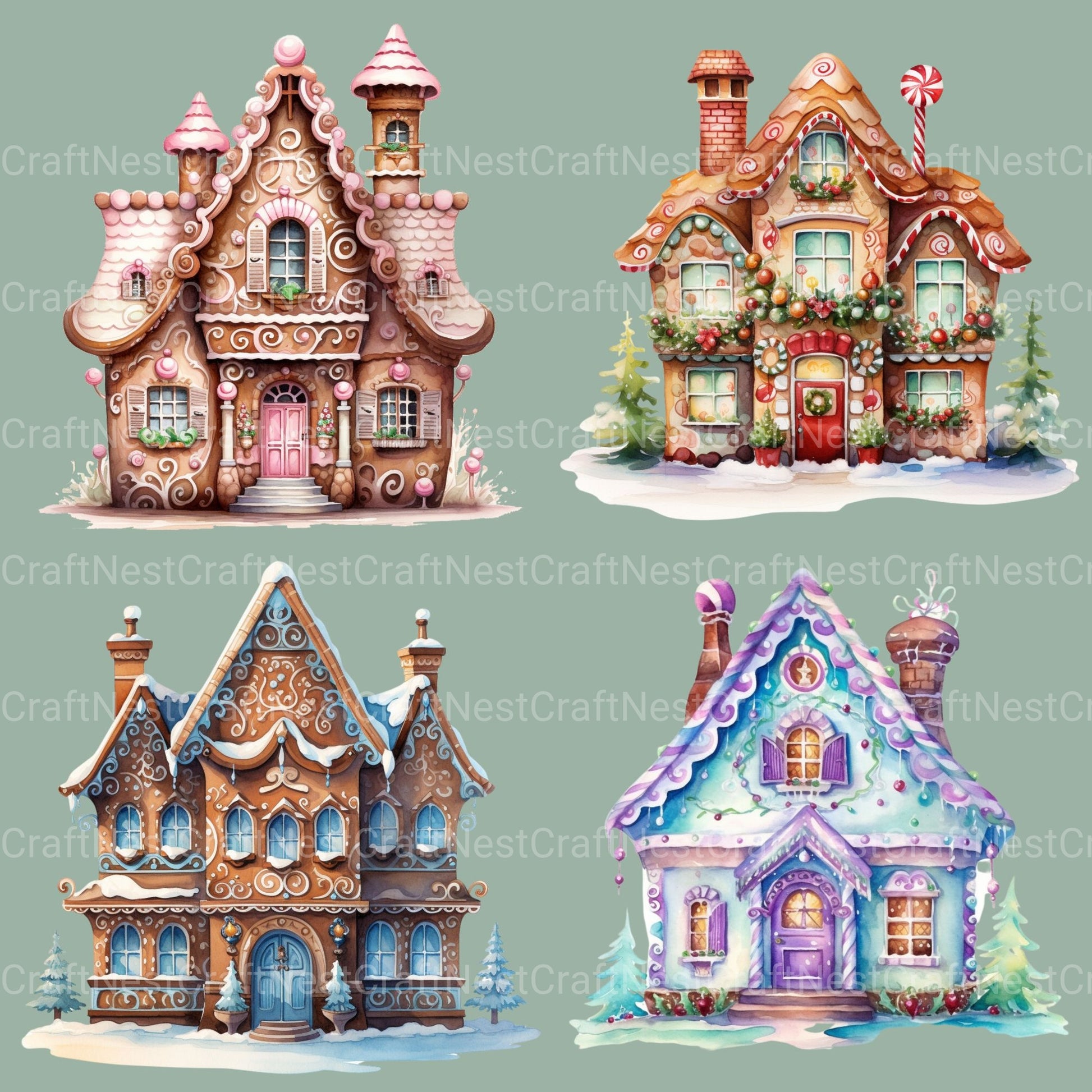Gingerbread House Clipart Bundle 2 - CraftNest - Digital Crafting and Art
