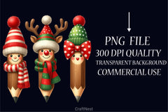 Christmas Winter Pencils Clipart Bundle - CraftNest - Digital Crafting and Art
