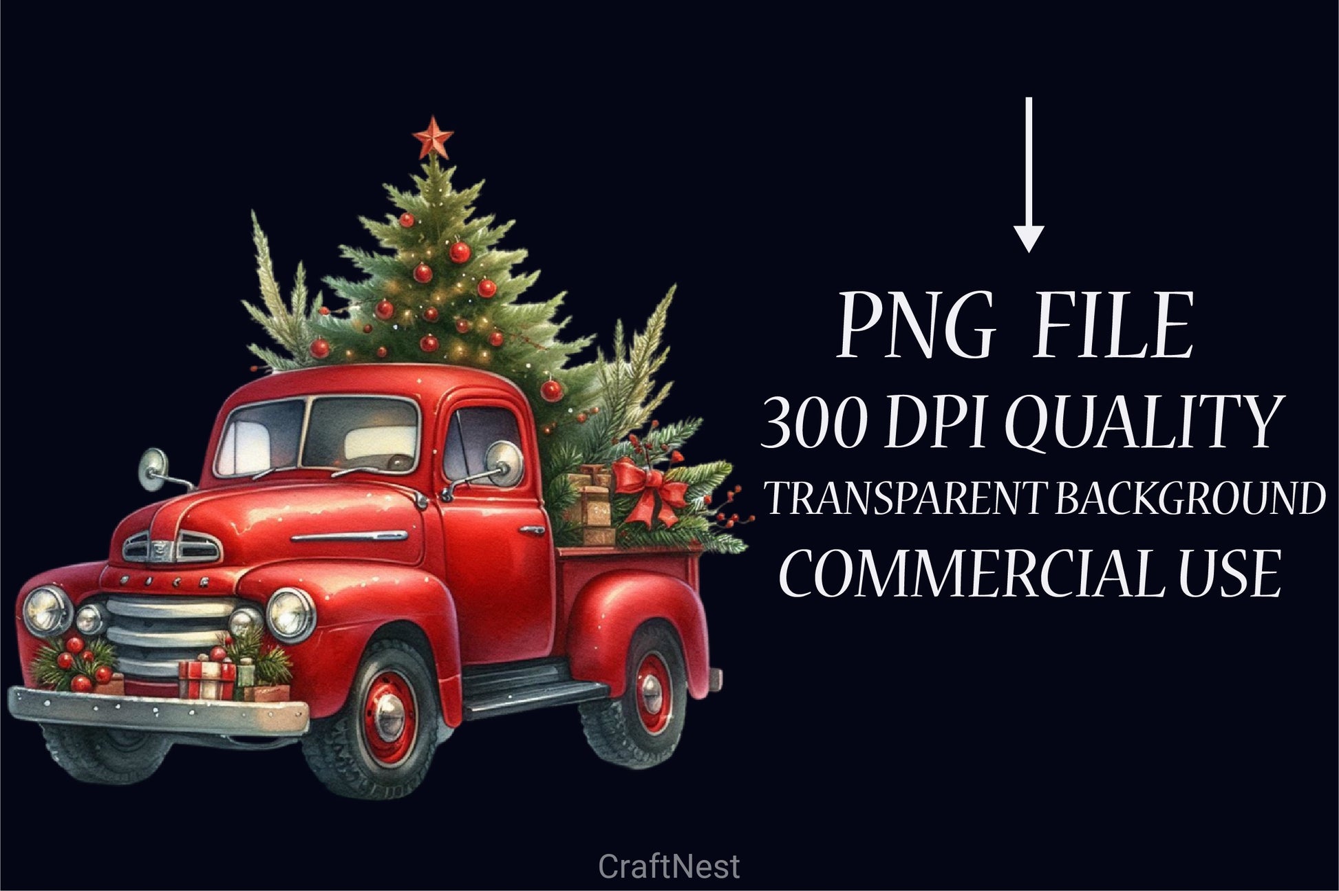 Christmas Red Truck Clipart Bundle - CraftNest - Digital Crafting and Art