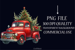 Christmas Red Truck Clipart Bundle - CraftNest - Digital Crafting and Art