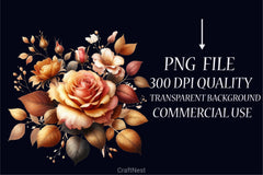 Golden Rose Clipart Bundle - CraftNest - Digital Crafting and Art
