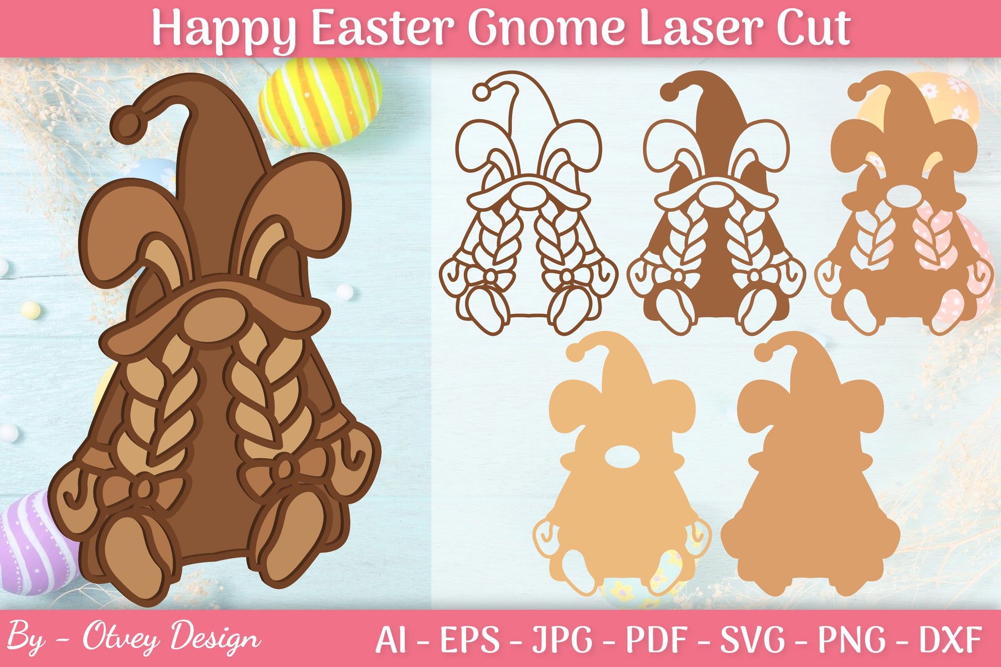 Easter Gnome Laser Cut SVG Bundle 8 - CraftNest - Digital Crafting and Art