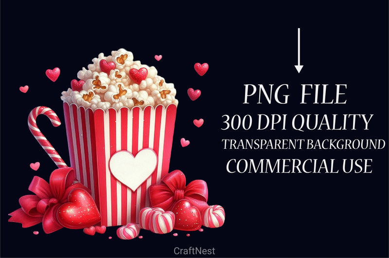 Valentine's Popcorn Clipart Bundle - CraftNest - Digital Crafting and Art